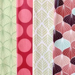 4 coupons de toile cirée rose et vert tendre