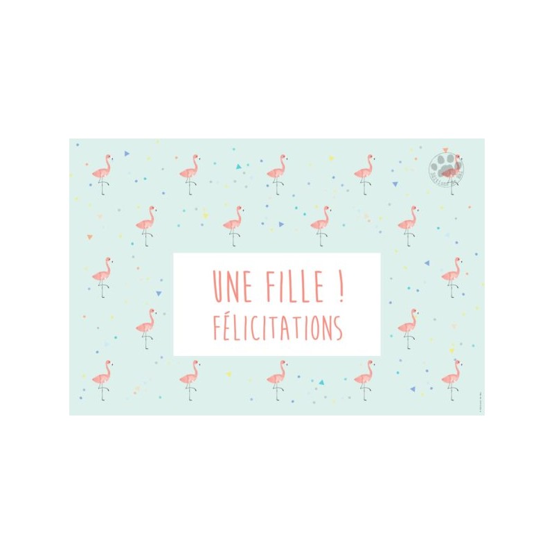 Carte de félicitations pour la naissance d'une petite fille.