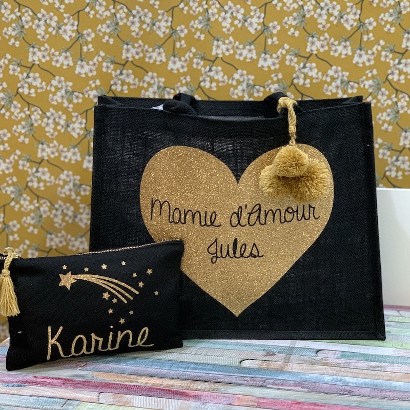 Sac en jute personnalisé Cabas en jute sac personnalisé maman /les