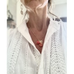 Collier réversible Or et Cuir et pompon - Savannah