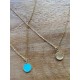 Collier Or et Cuir et pompon - Marie