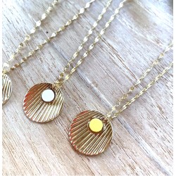 Collier Or et Cuir - Isis