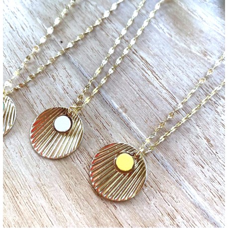 Collier Or et Cuir - Isis