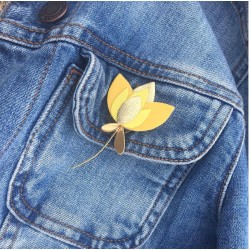 Broche fleurs Or et Cuir - Lou