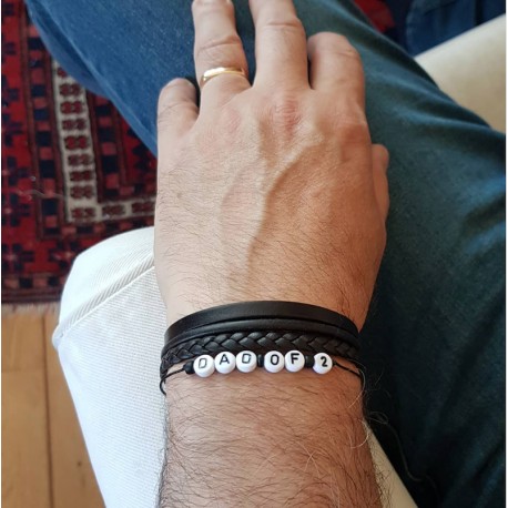 Bracelet prénom pour homme lettre perle