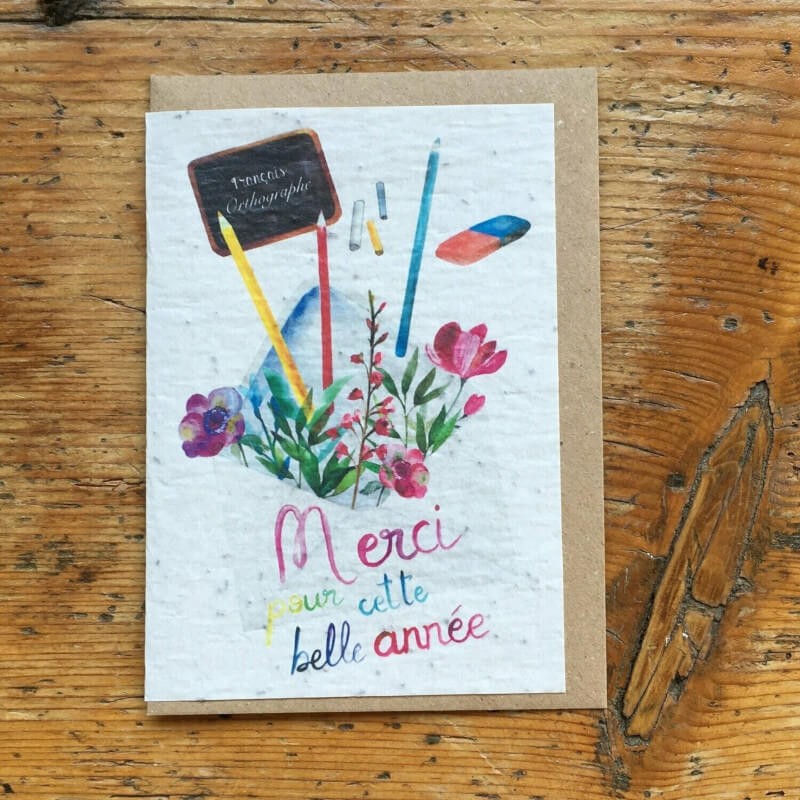 Carte à planter personnalisable - Merci maîtresse modèle 1