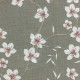 Tissu coton enduit vert sauge fleurs de cerisier