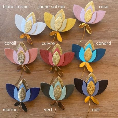 Broche fleurs Or et Cuir - Lou
