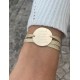 Bracelet lurex et plaque gravée or/argent