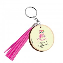 Porte clé avec pompon Mamie je t'aime tellement