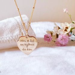 Collier médaille gravée coeur Câline