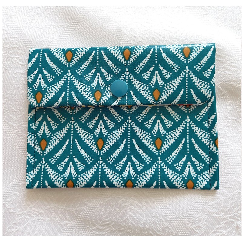 Nappe rectangulaire en toile cirée bleu turquoise pastel coton