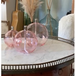 Lampe à huile ronde en verre lisse rose