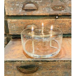 Lampe à huile cylindre en verre 3 mèches