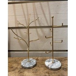 Arbre à bijoux métal doré et marbre gris