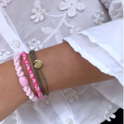 Bracelet élastique cheveux Kknekki rose pastel