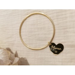 Bracelet jonc avec coeur personnalisé Maman