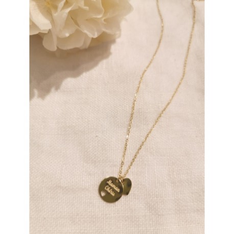 Collier médaille Maman chérie + charme ❤️