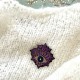 Broche brodée coeur ex-voto oeil de protection violet