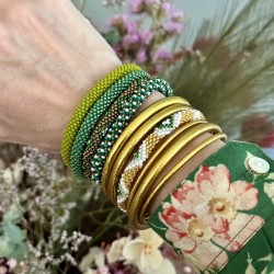 Bracelet népalais en perles vert