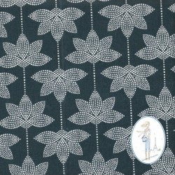 Toile cirée bleu pétrole LOTUS