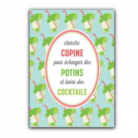 Carte postale Potins et Cocktails