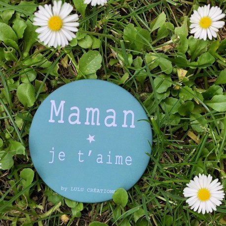 Magnet personnalisé Maman je t'aime vert de gris