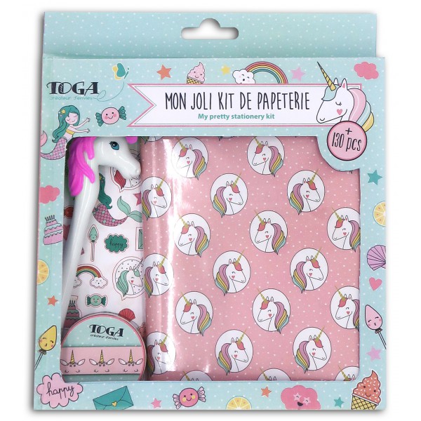 Une idée cadeau pour petite fille : le kit de papeterie Licorne et