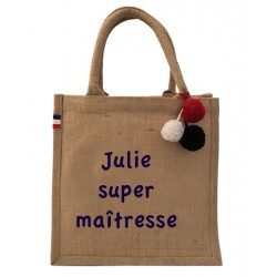 Petit cabas jute à personnaliser - Maîtresse